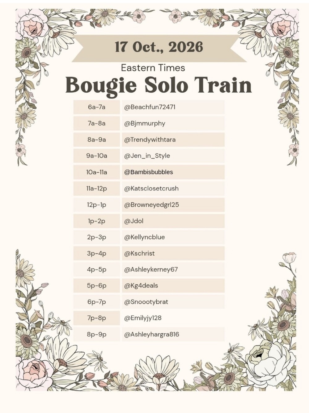 Bougie Solo Train 1hr slots